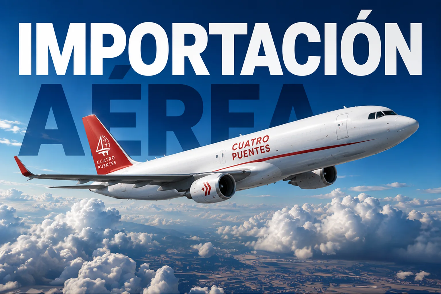 Avión de carga sobrevolando las nubes